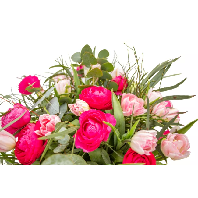 Jarní kytice tulipánů a ranunculusů